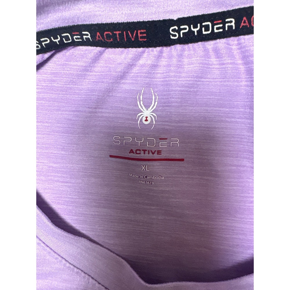 Spyder Active Womens XL Purple Heathered Short Sleeve Performance T-Shirt Pocket - Picture 6 of 6